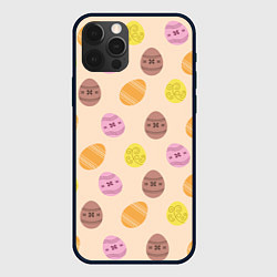 Чехол для iPhone 12 Pro Max Пасха цветные яйца, цвет: 3D-черный