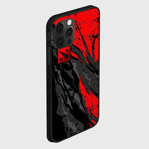 Чехол iPhone 12 Pro Max Дота 2 - красная абстракция / 3D-Черный – фото 2