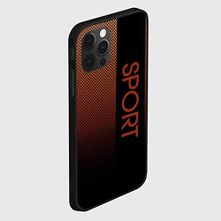 Чехол для iPhone 12 Pro Max Sport коричневый вертикальная полоса, цвет: 3D-черный — фото 2