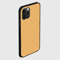 Чехол для iPhone 12 Pro Max Песочный жёлто-бежевый однотонный текстура лоскуты, цвет: 3D-черный — фото 2