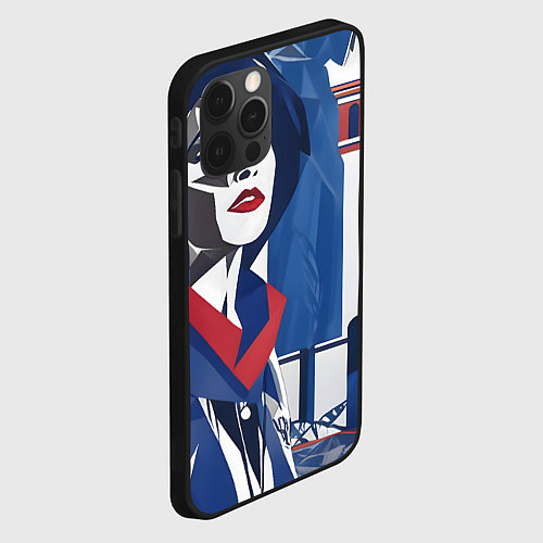 Чехол iPhone 12 Pro Max Девушка с красным шарфом / 3D-Черный – фото 2