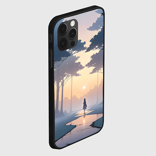 Чехол iPhone 12 Pro Max В лесу на закате / 3D-Черный – фото 2