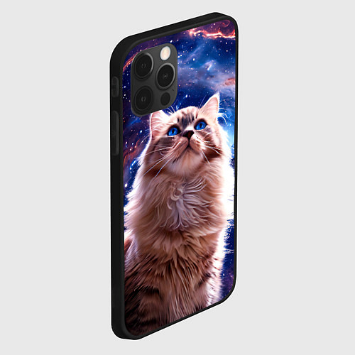 Чехол iPhone 12 Pro Max Невская маскарадная кошка в космосе / 3D-Черный – фото 2
