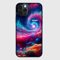 Чехол для iPhone 12 Pro Max Неоновая галактическая спираль - нейроарт, цвет: 3D-черный