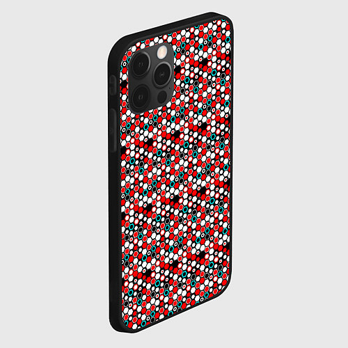 Чехол iPhone 12 Pro Max Киберпанк шестиугольники красные / 3D-Черный – фото 2