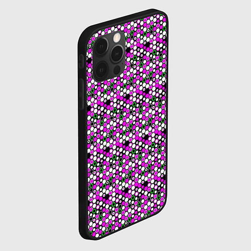 Чехол iPhone 12 Pro Max Киберпанк шестиугольники фиолетовые / 3D-Черный – фото 2