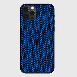 Чехол для iPhone 12 Pro Max Текстурный узор чёрно-голубой, цвет: 3D-черный