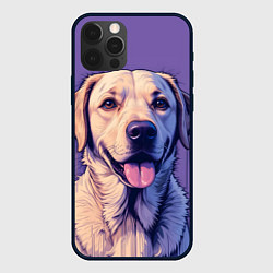 Чехол для iPhone 12 Pro Max Лабрадор на фиолетовом фоне, цвет: 3D-черный