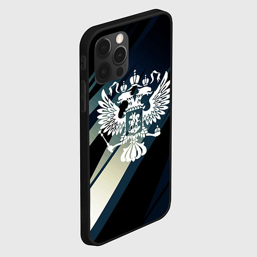 Чехол iPhone 12 Pro Max Герб России Двуглавый орёл чёрно-синий / 3D-Черный – фото 2