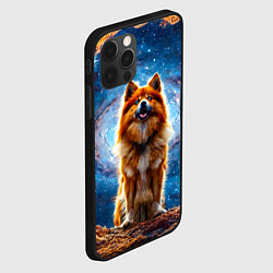 Чехол для iPhone 12 Pro Max Финский лаппхунд в космосе, цвет: 3D-черный — фото 2