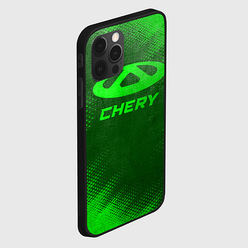 Чехол iPhone 12 Pro Max Chery - green gradient / 3D-Черный – фото 2