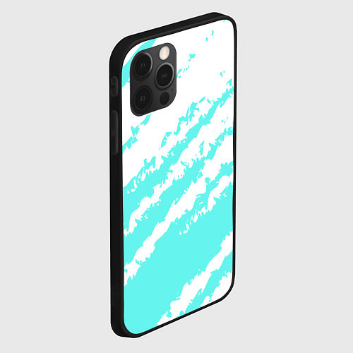 Чехол iPhone 12 Pro Max The color is light blue and white / 3D-Черный – фото 2
