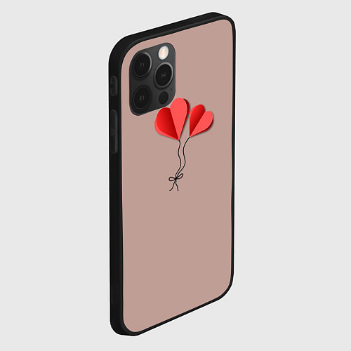 Чехол iPhone 12 Pro Max Бумажные сердечки / 3D-Черный – фото 2