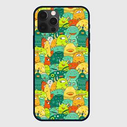 Чехол для iPhone 12 Pro Max Весёлые монстрики пришельцы, цвет: 3D-черный