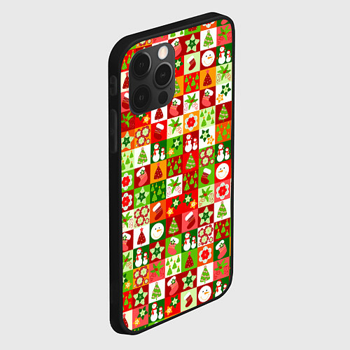 Чехол iPhone 12 Pro Max Новогодние снеговики и снежные бабы / 3D-Черный – фото 2