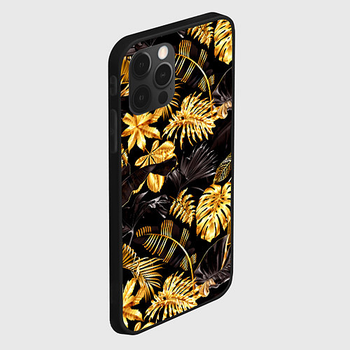 Чехол iPhone 12 Pro Max Золотые тропики / 3D-Черный – фото 2