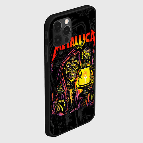 Чехол iPhone 12 Pro Max Metallica - skeleton with a lantern / 3D-Черный – фото 2