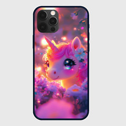 Чехол для iPhone 12 Pro Max Единорог и светлячки, цвет: 3D-черный