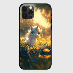 Чехол для iPhone 12 Pro Max Белая маленькая единорожка, цвет: 3D-черный