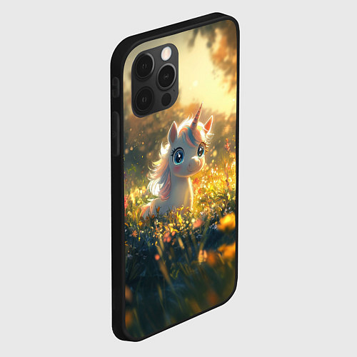 Чехол iPhone 12 Pro Max Белая маленькая единорожка / 3D-Черный – фото 2