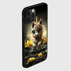 Чехол для iPhone 12 Pro Max Белая единорожка на черном фоне, цвет: 3D-черный — фото 2