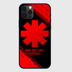 Чехол для iPhone 12 Pro Max Red Hot Chili Peppers - red gradient, цвет: 3D-черный