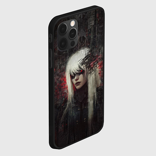 Чехол iPhone 12 Pro Max Беловолосая девушка-киборг / 3D-Черный – фото 2