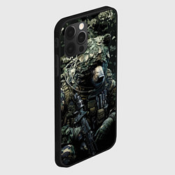 Чехол для iPhone 12 Pro Max Медведь снайпер в лиственном камуфляже, цвет: 3D-черный — фото 2