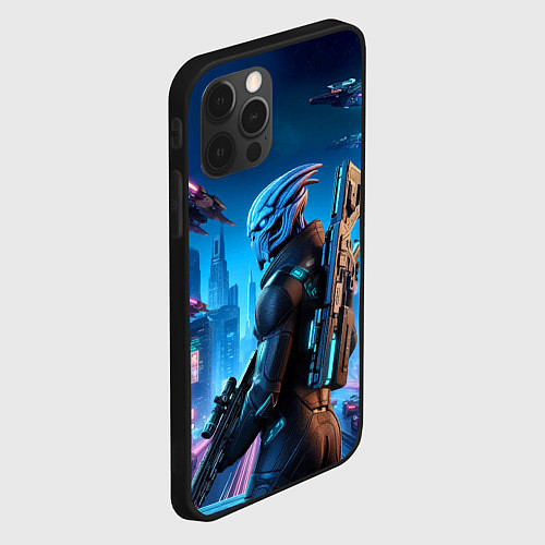 Чехол iPhone 12 Pro Max Mass Effect - neon glow fantastic / 3D-Черный – фото 2