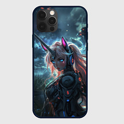 Чехол для iPhone 12 Pro Max Девушка - единорог киберпанк, цвет: 3D-черный
