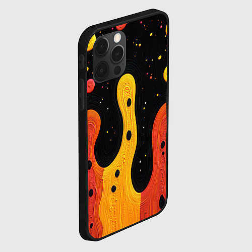 Чехол iPhone 12 Pro Max Оранжевая и желтая краска на черном / 3D-Черный – фото 2