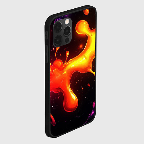 Чехол iPhone 12 Pro Max Радужные кляксы на черном фоне / 3D-Черный – фото 2