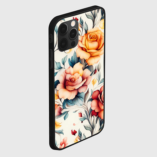 Чехол iPhone 12 Pro Max Паттерн с переплетением цветов / 3D-Черный – фото 2