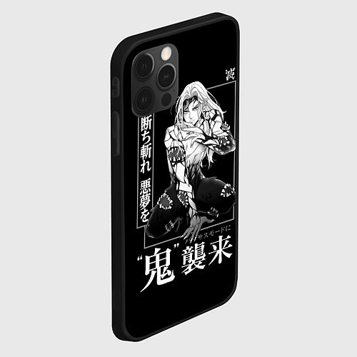 Чехол iPhone 12 Pro Max Кокушибо - демон двадцати лун / 3D-Черный – фото 2