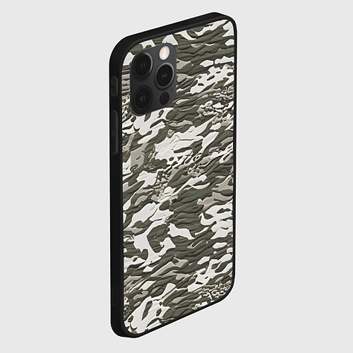 Чехол iPhone 12 Pro Max Фактурный камуфляж / 3D-Черный – фото 2