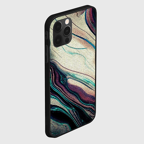 Чехол iPhone 12 Pro Max Абстракция тёмные краски с текстурой / 3D-Черный – фото 2