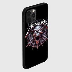 Чехол для iPhone 12 Pro Max Metallica - cool skull with horns, цвет: 3D-черный — фото 2