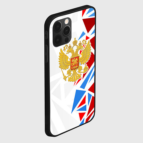 Чехол iPhone 12 Pro Max Герб России - фрагментация цветов / 3D-Черный – фото 2