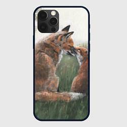 Чехол для iPhone 12 Pro Max Лиса с лисёнком, цвет: 3D-черный