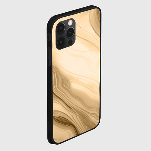 Чехол iPhone 12 Pro Max Светлый коричневый текстура камень мрамор / 3D-Черный – фото 2