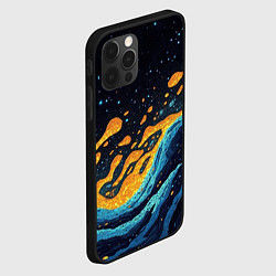 Чехол для iPhone 12 Pro Max Оранжевы и бирюзовые волны абстракция, цвет: 3D-черный — фото 2
