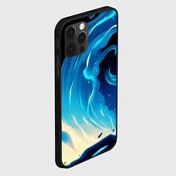 Чехол для iPhone 12 Pro Max Бело-синее пламя из абстрактных красок, цвет: 3D-черный — фото 2