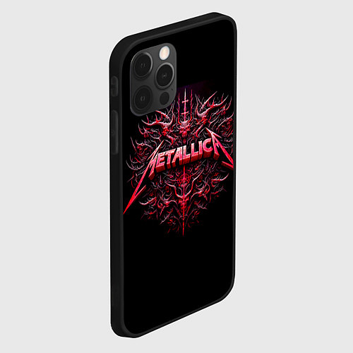 Чехол iPhone 12 Pro Max Металлика - геральдический орнамент / 3D-Черный – фото 2
