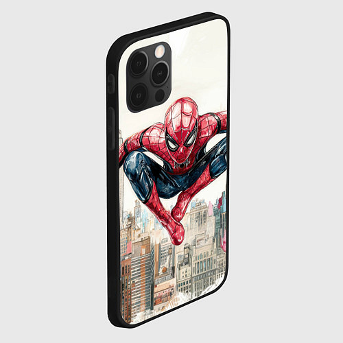 Чехол iPhone 12 Pro Max Человек паук паркур / 3D-Черный – фото 2