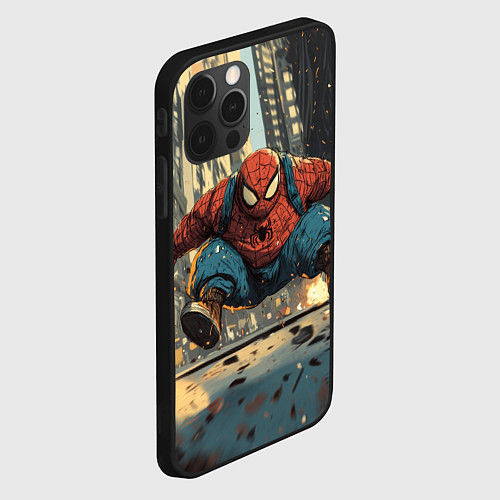 Чехол iPhone 12 Pro Max Маленький толстый человек-паук / 3D-Черный – фото 2
