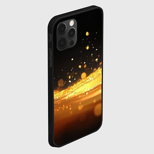 Чехол iPhone 12 Pro Max Золотые блестки на черном фоне / 3D-Черный – фото 2