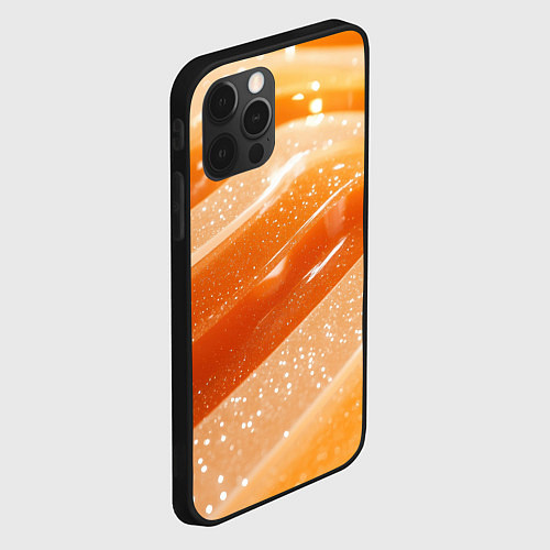 Чехол iPhone 12 Pro Max Текстура оранжевое желе с блестяшками / 3D-Черный – фото 2