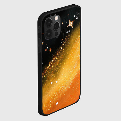 Чехол iPhone 12 Pro Max Черно-оранжевая блестящая текстура / 3D-Черный – фото 2