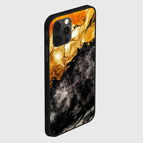 Чехол iPhone 12 Pro Max Золотая объемная текстура на черном фоне / 3D-Черный – фото 2
