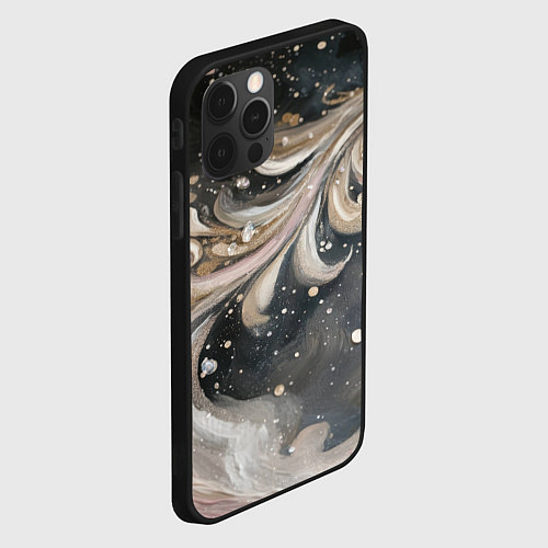 Чехол iPhone 12 Pro Max Бежевый объемный узор / 3D-Черный – фото 2